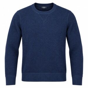 APC Womens Sweater M Wool Cotton Navy Blue Crewneck Rue Madame Paris Knit